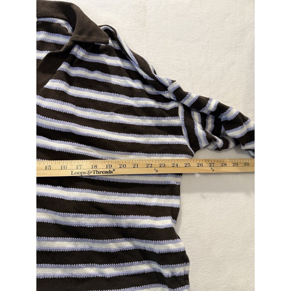 Madewell Women’s Relaxed Purple Brown Stripe V Neck Long Sleeve Pullover XL - Picture 6 of 7